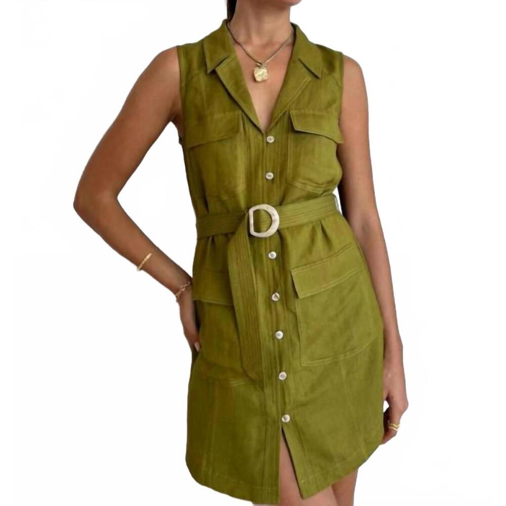 NEW MON RENN kinetic mini dress in khaki green